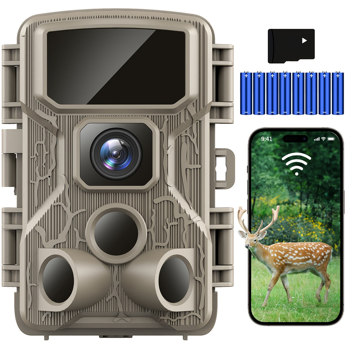 WiFi Trail Camera, 4K 64MP Game Camera with 64GB Memory Card
