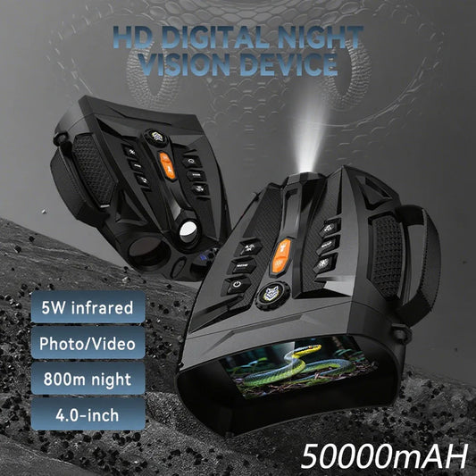 4.0'' Screen 4K Night Vision Binoculars 10X Digital Zoom With Tactical Light 5000mAh