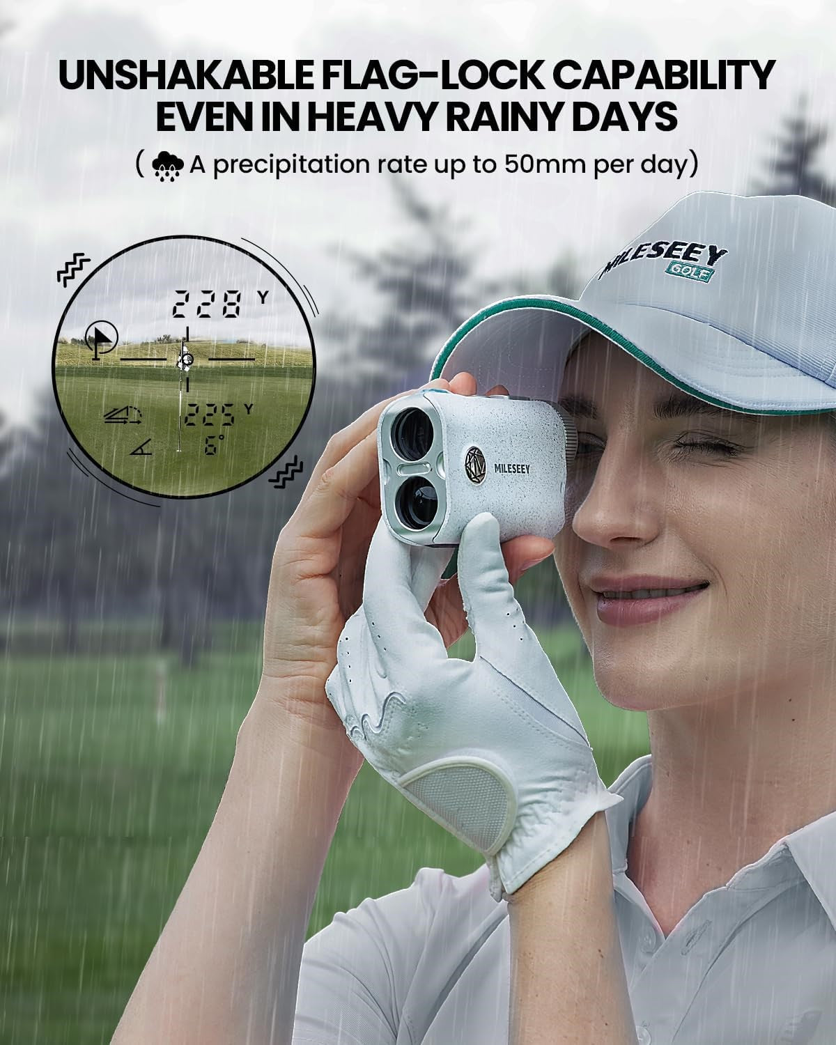 Mileseey PF1 Pocket Golf Rangefinder with Slope on/off, Flag Lock Vibration, Waterproof, 1000 Yards